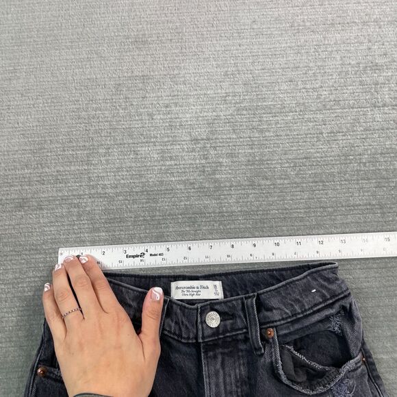Abercrombie & Fitch Jeans Gray Women 2 90s Straight Ultra High Rise Distressed - Picture 6 of 10